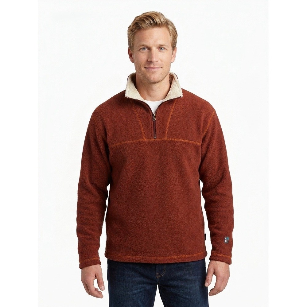 KUHL Pullover Men Maroon Size L Europa Alfpaca Fleece Sherpa 1/4 Zip Long Sleeve